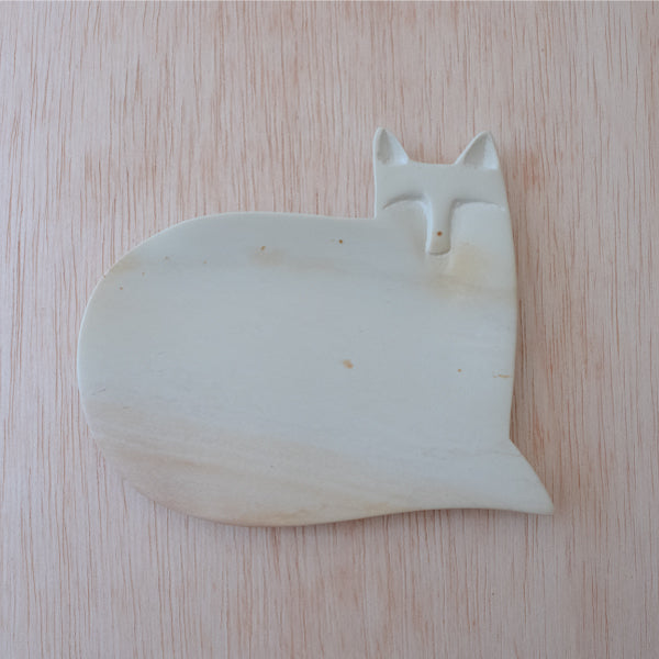 Venture Imports Handcarved Stone Cat Dish 