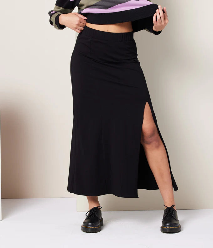 Known Supply Organic Cotton & Spandex Perla Skirt in Black