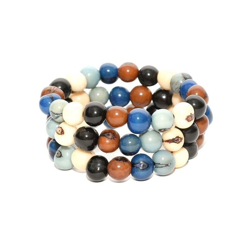 Organic Tagua Jewelry Handcrafted Stackable Tagua Nut Bracelet Set - Biscayne Bay