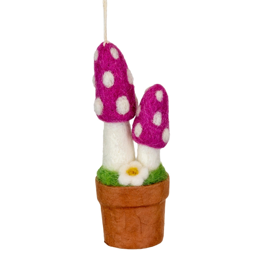dZi Handmade Fair Trade Handcrafted Ornament - Purple Pixie Mushroom