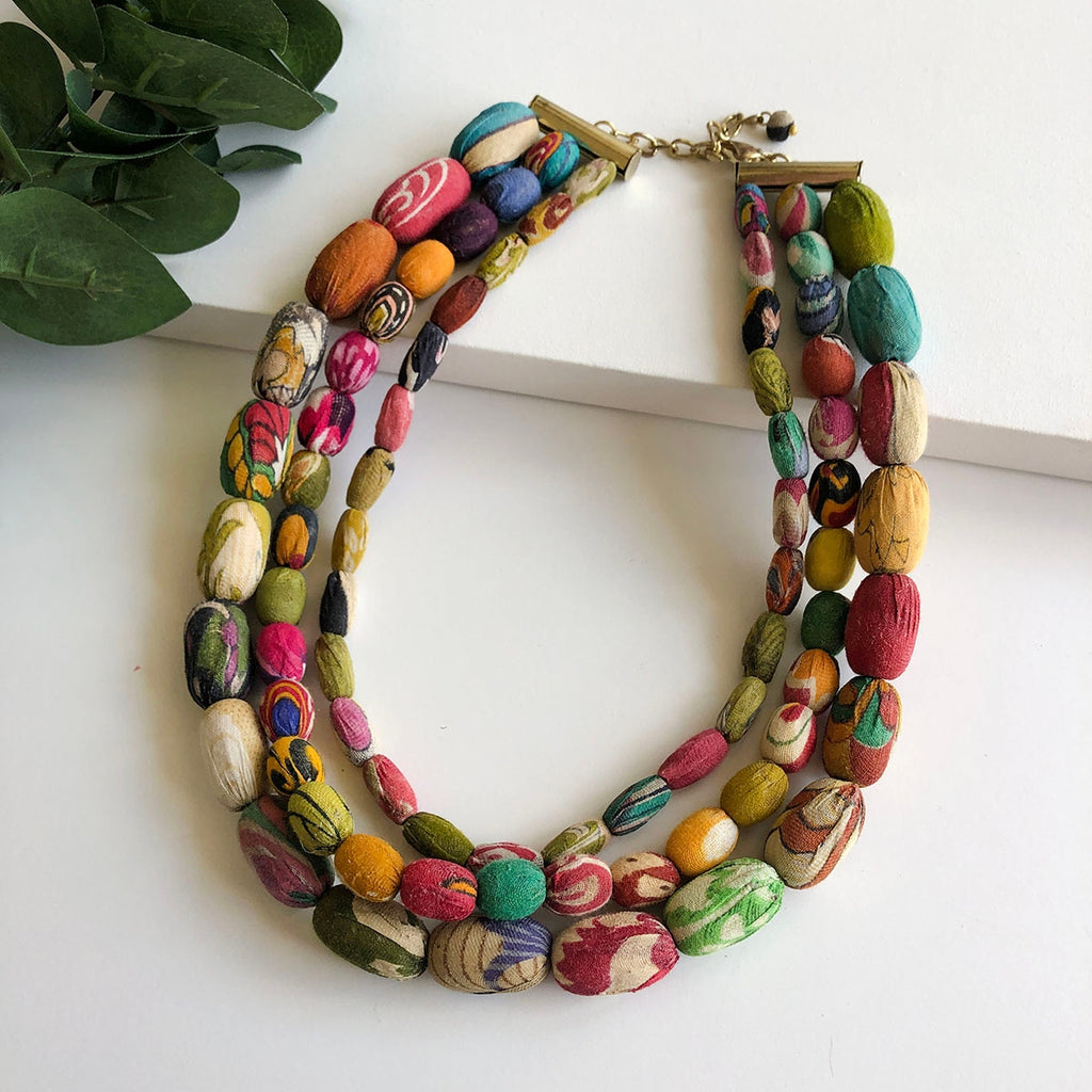 WorldFinds Handmade Fair Trade Beaded Kantha Talia Necklace