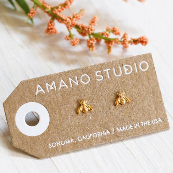 Amano Studio Gold Honey Bee Stud Earrings