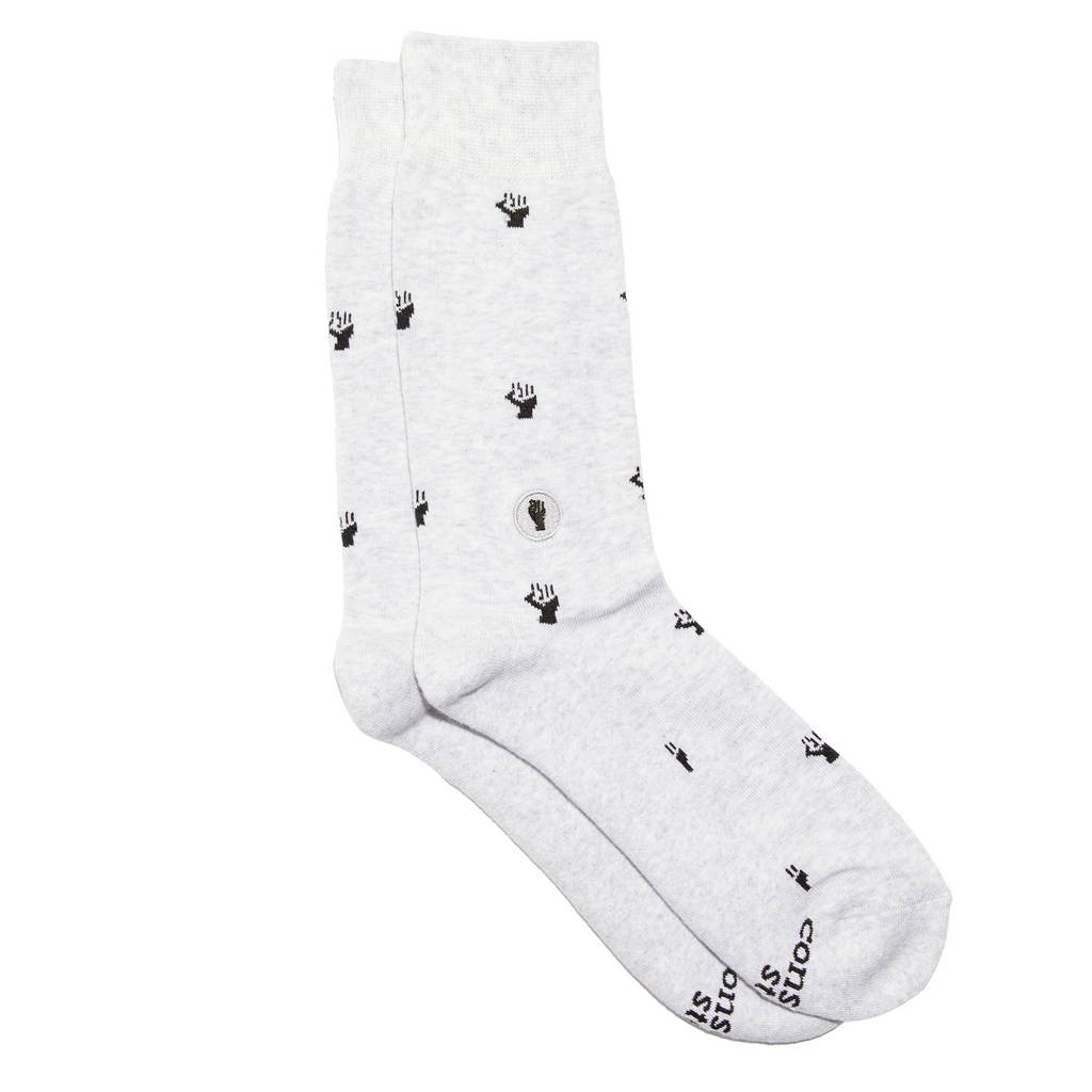 Conscious Step Organic Cotton Socks that Fight for Equality National Urban League - Heather Gray Fist 