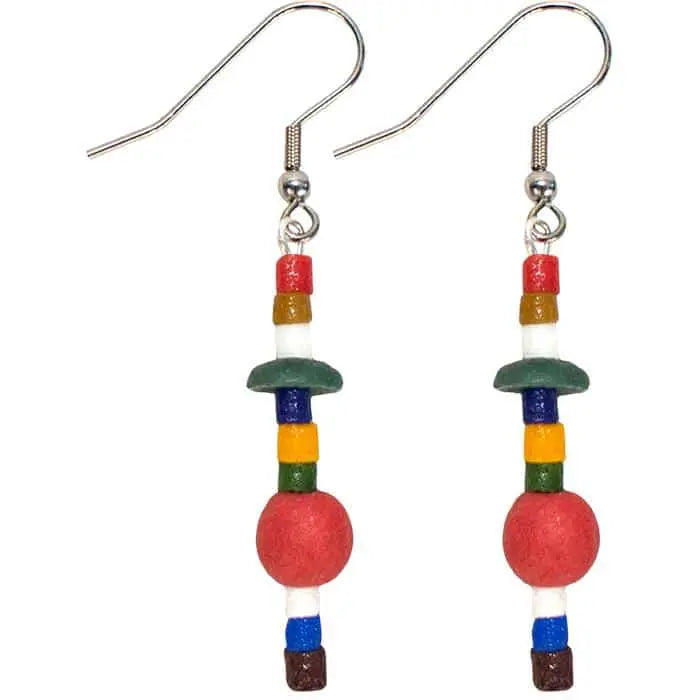 Global Mamas Fair Trade Recycled Glass Bead Rainbows Earrings - Rainbow
