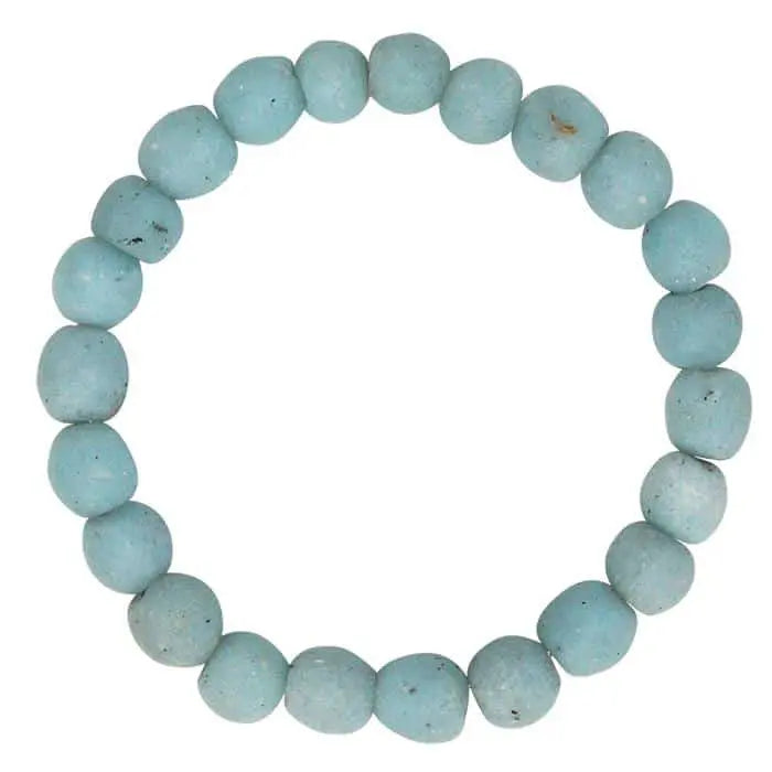 Global Mamas Recycled Glass Pearl Bracelet - Light Blue