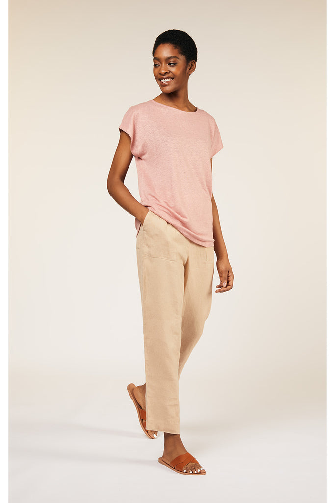 People Tree Linen Stella Top in Cameo Pink