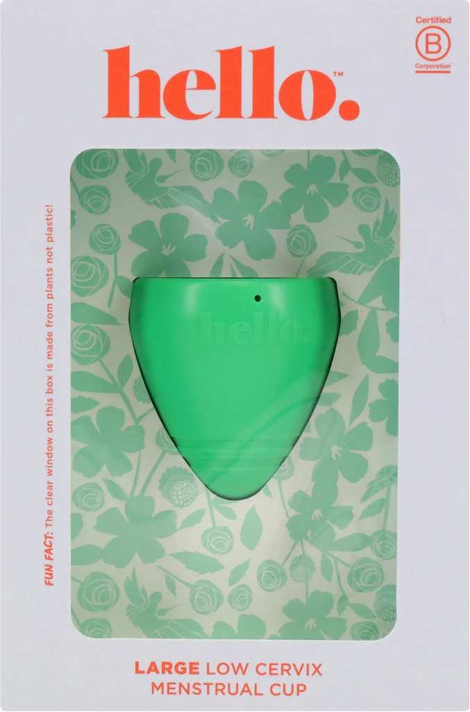 The Hello Cup Low Cervix Reusable Silicone Free BPA Free Menstrual Cup Size Large