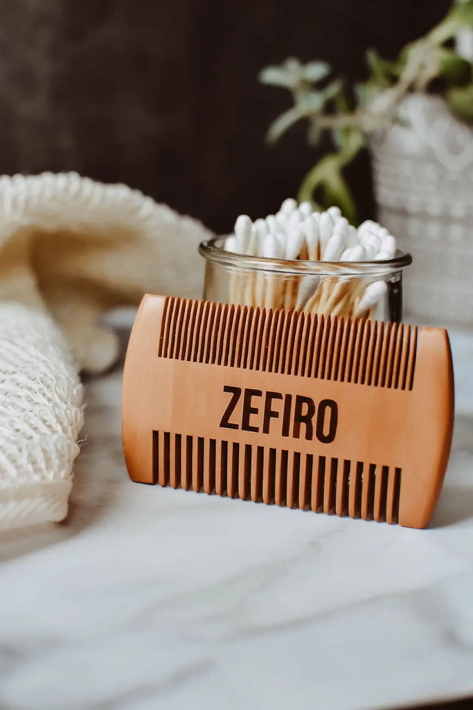 Zefiro Package Free Pear Wood Two-Sided Beard Comb