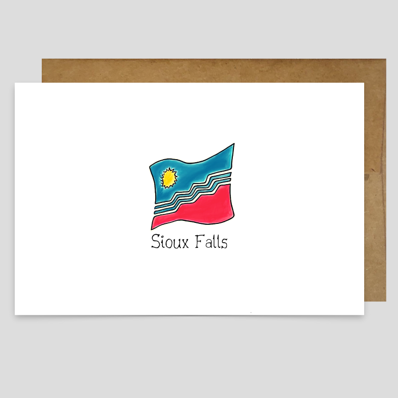 Kevin & Kaia Local Artist Greeting Card - Sioux Falls Flag