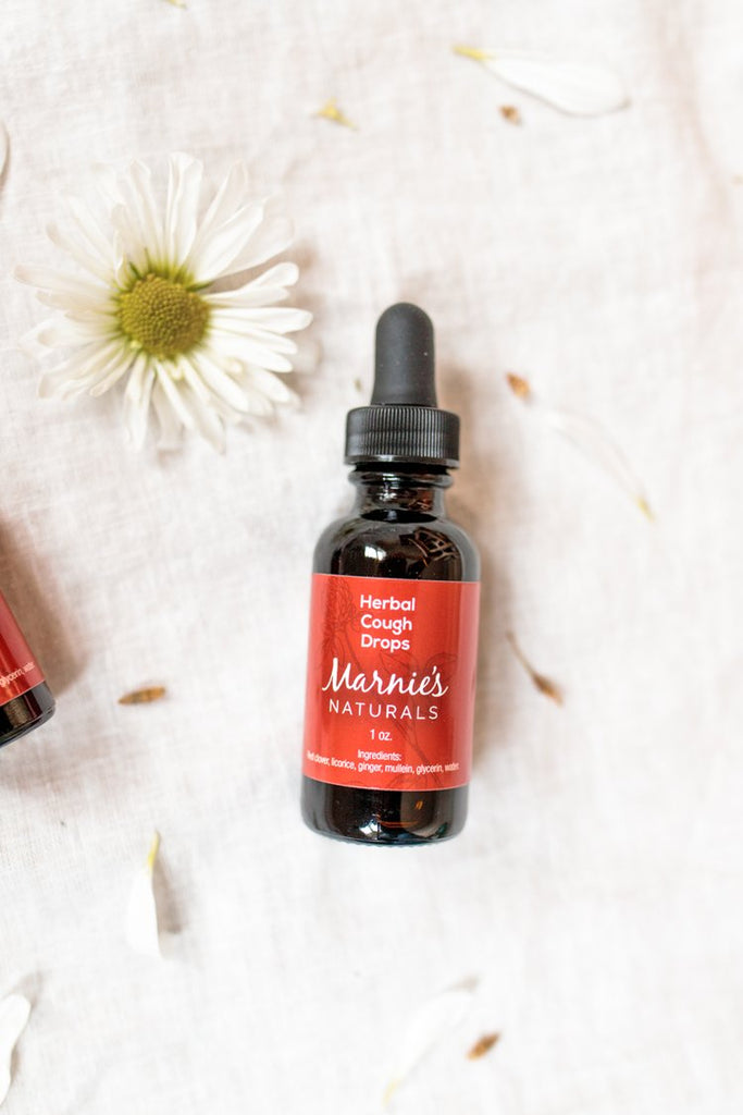 Marnie's Naturals Cough Drop Tincture with red clover, licorice, ginger, and mullein