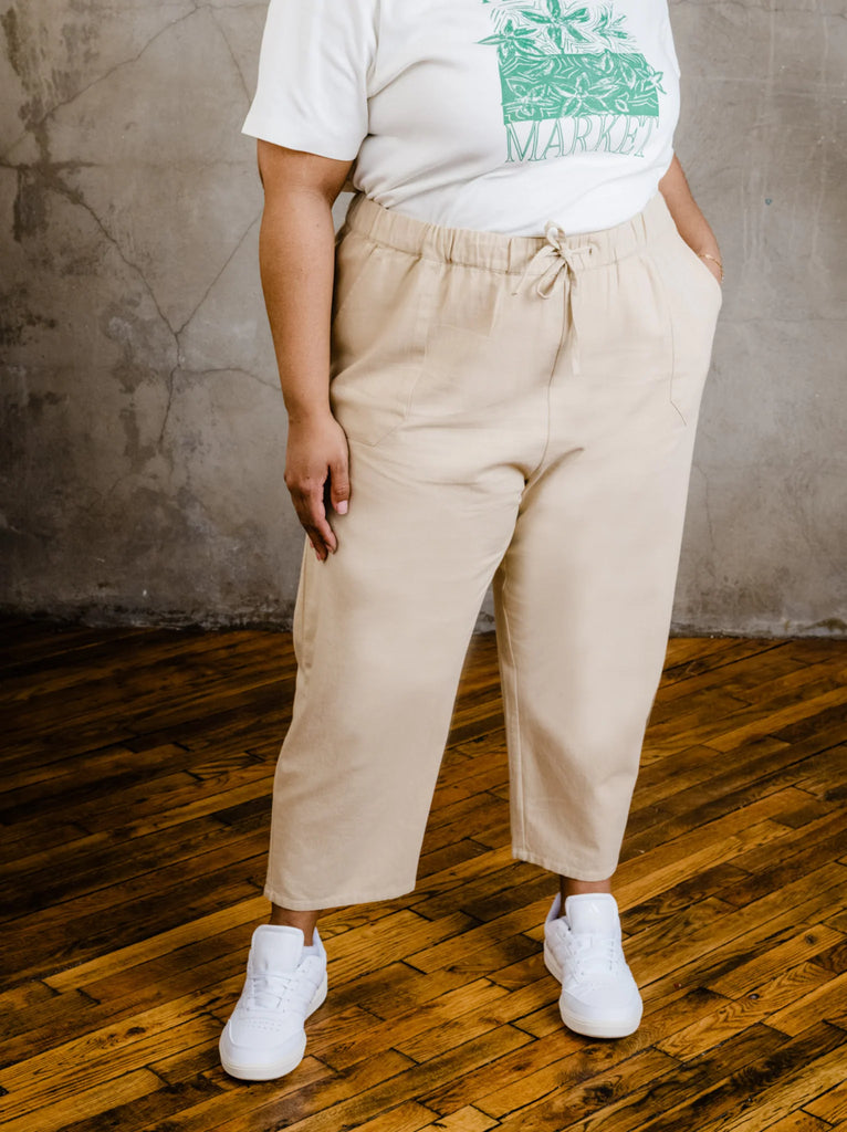 ABLE Clothing Cotton Twill Mila Pull On Pant in Brown Sugar