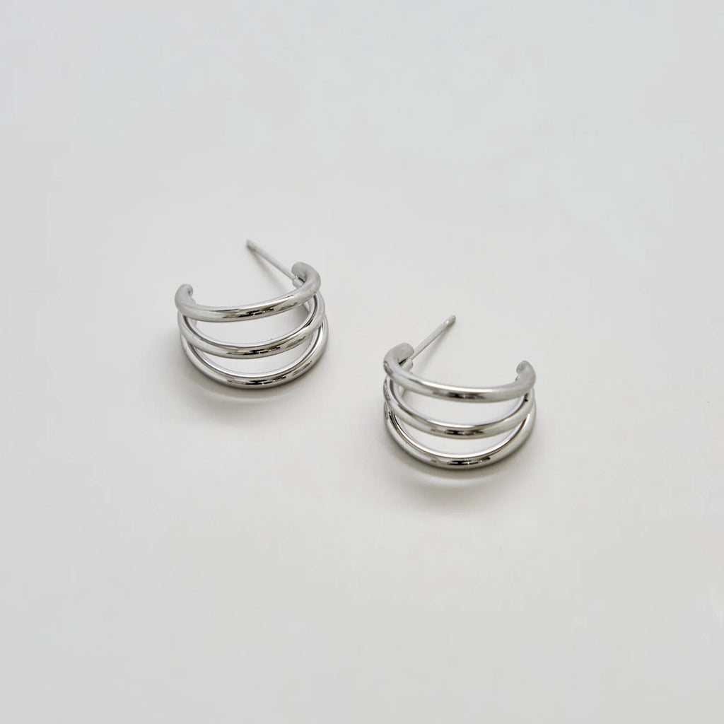 Admiral Row Silver Triple Arc Hoop Earrings