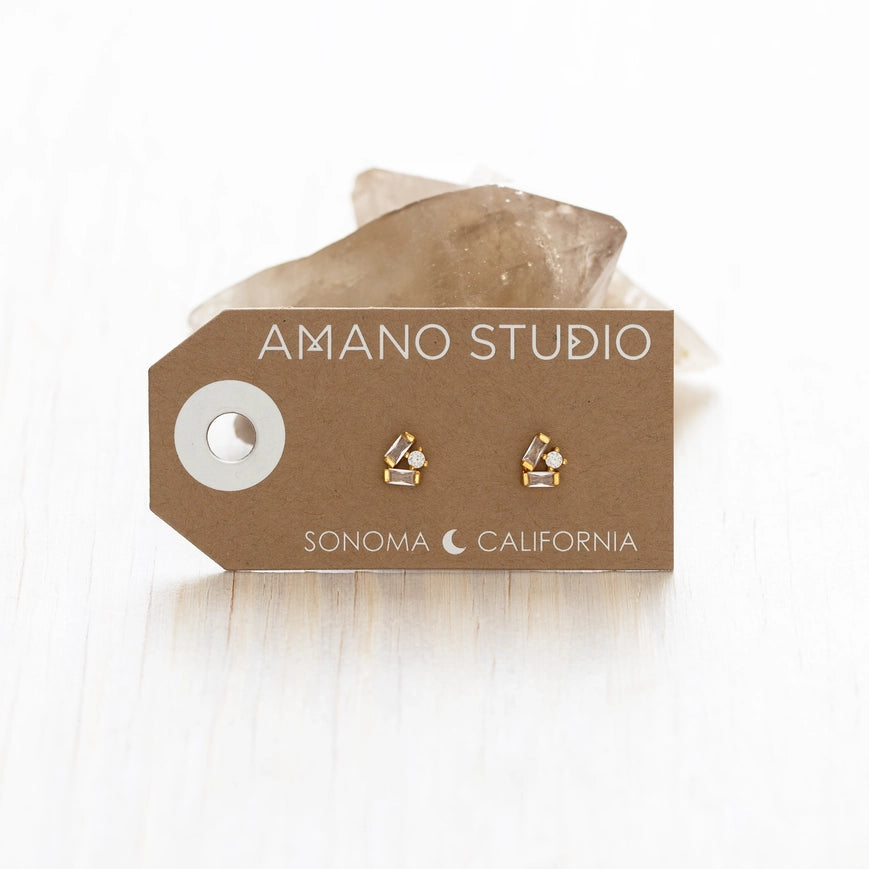 Amano Studio Jewelry Baguette Crystal Cluster Stud Earrings