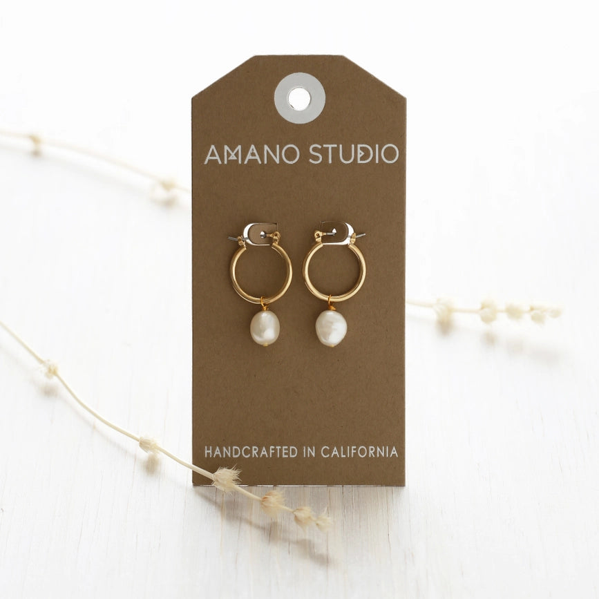 Amano Studio Jewelry Pearl Hoop Earrings