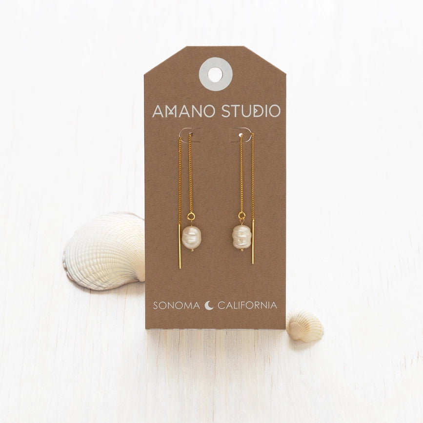 Amano Studio Jewelry Pearl Threader Earrings