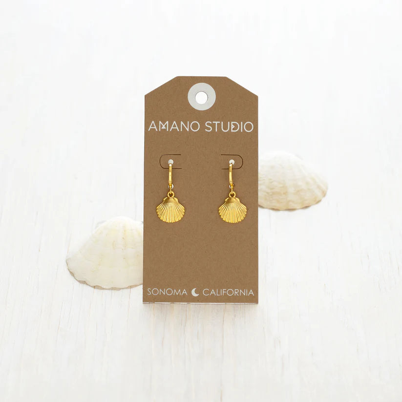 Amano Studio Jewelry Seashell Huggie Hoop Earrings
