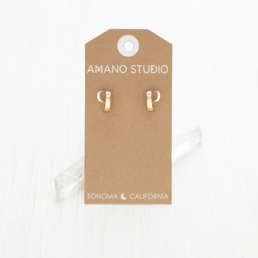 Amano Studio Jewelry Single Crystal Huggie Hoop Earrings