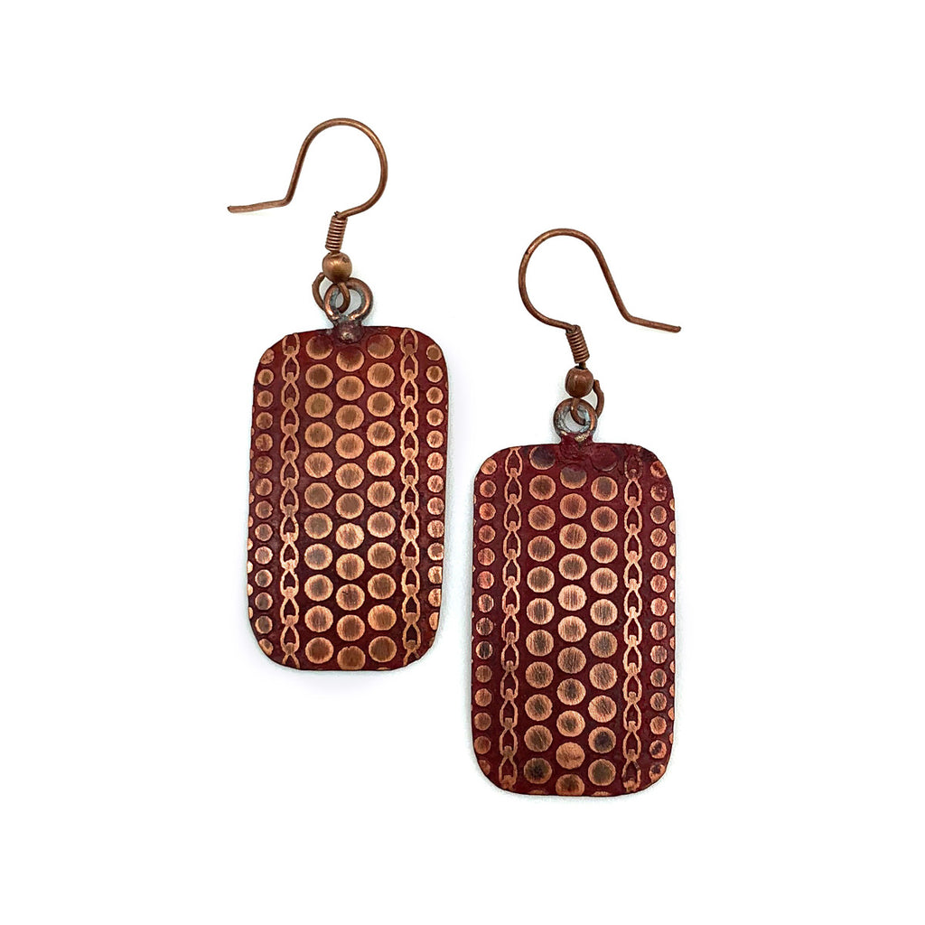 Anju Jewelry Copper Patina Earrings - Red Dots