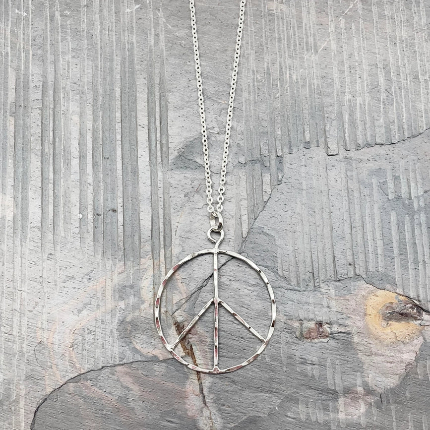 Anju Jewelry Handmade Silver-Plated Peace Sign Necklace