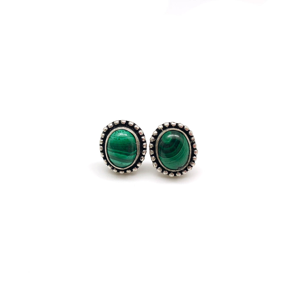 Anju Jewelry Kashi Semiprecious Stone Post Earrings - Malachite