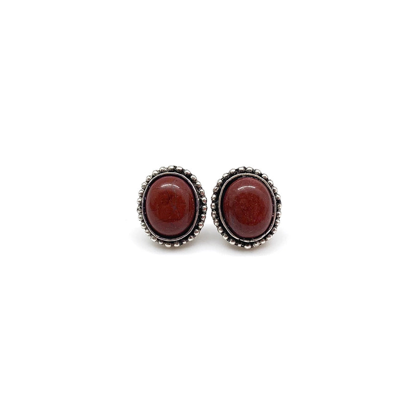 Anju Jewelry Kashi Semiprecious Stone Post Earrings - Red Jasper