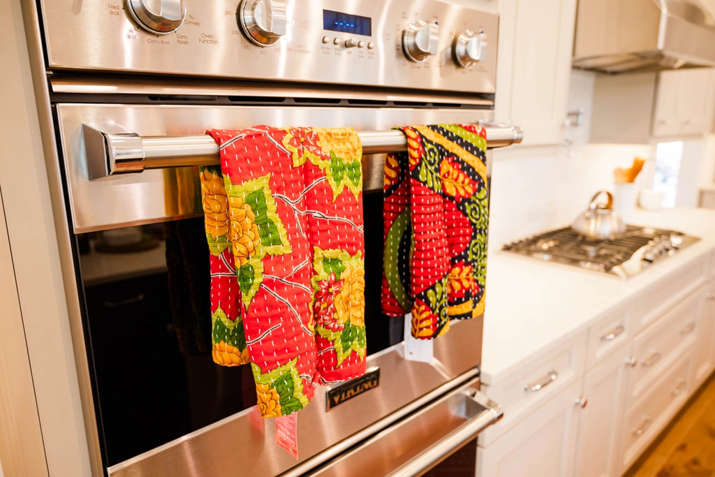 Asha Project Hand Stitched One of a Kind Kantha Kitchen Towel