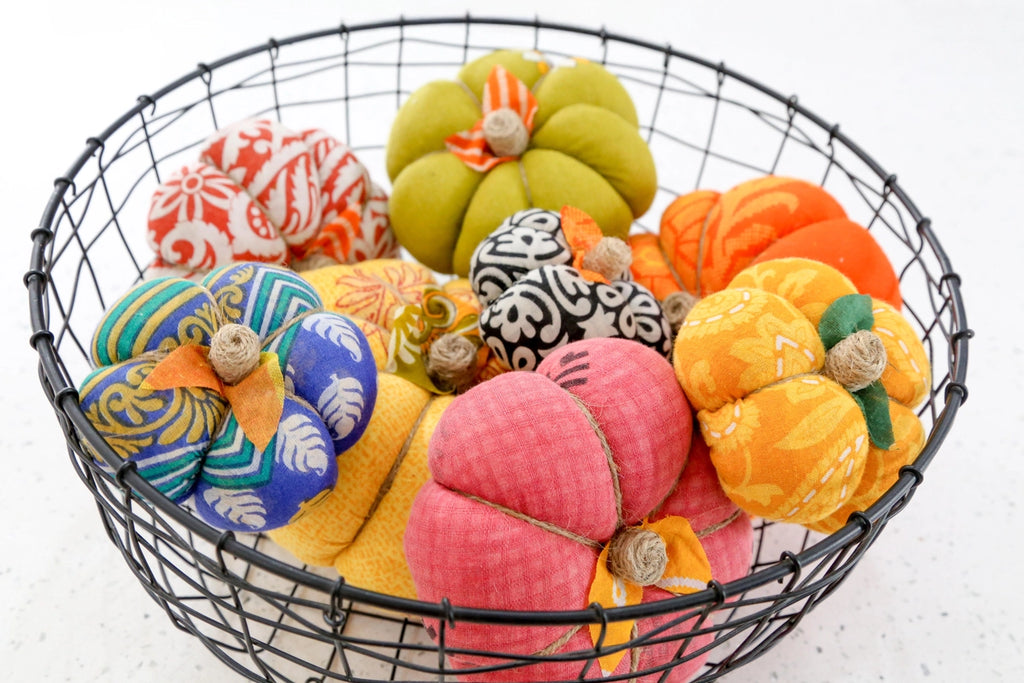 Asha Project Hand Stitched One of a Kind Kantha Sari Pumpkin