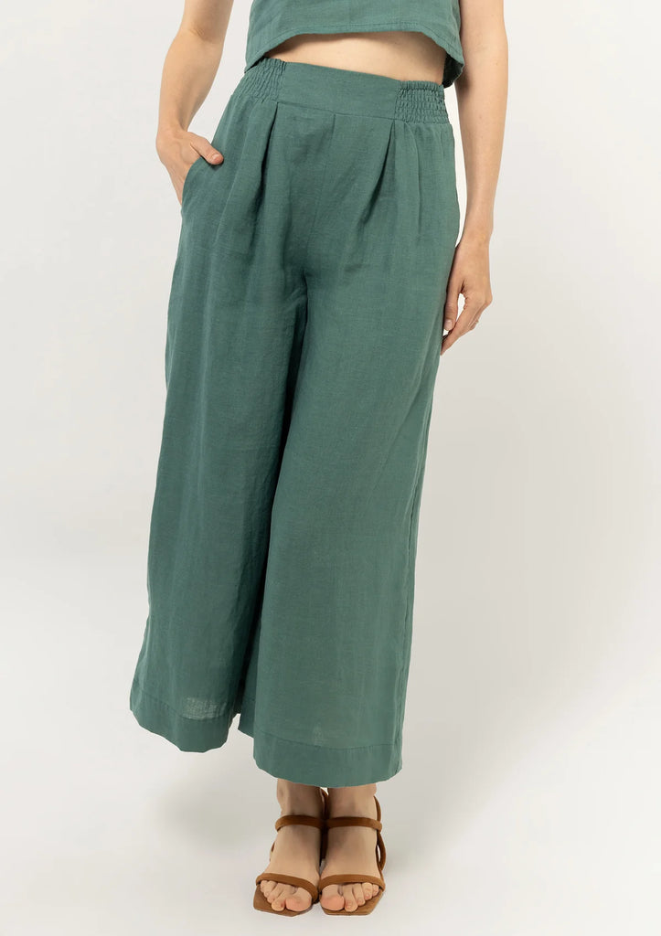 Bel Kazan 100% Linen Atlas Pant in Seafoam Green