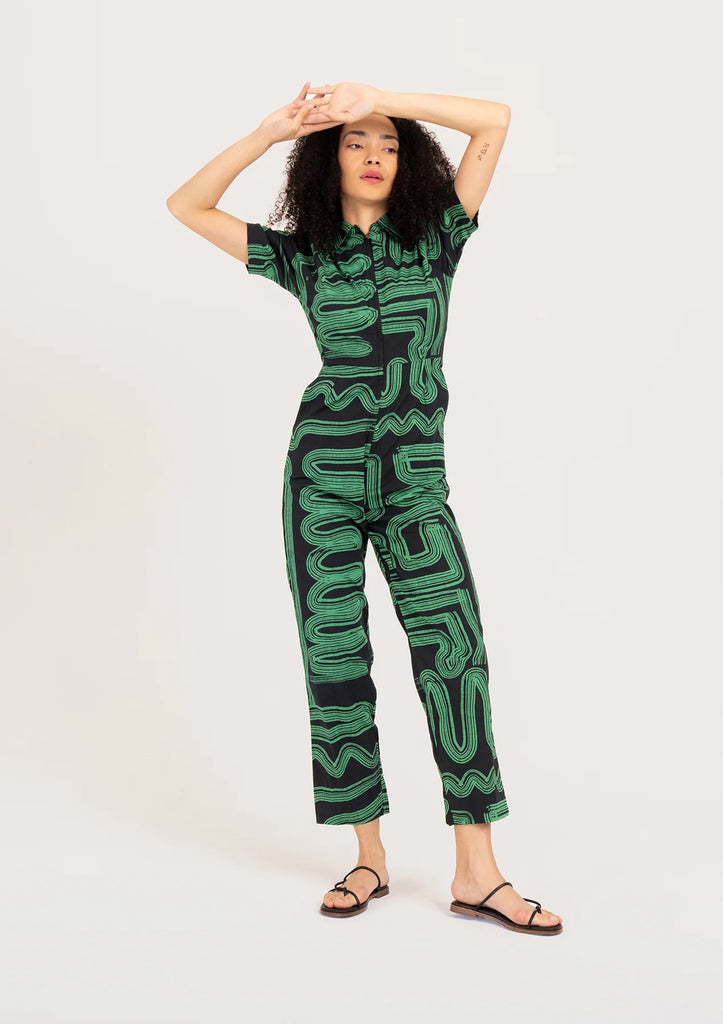 Bel Kazan Cotton Poplin Kami Jumpsuit - Green Zen