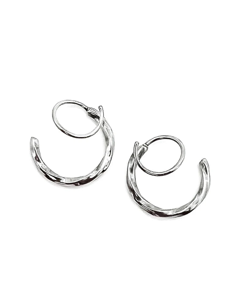 Beljoy Elk Twist Hoop Statement Earrings - Silver Jewelry