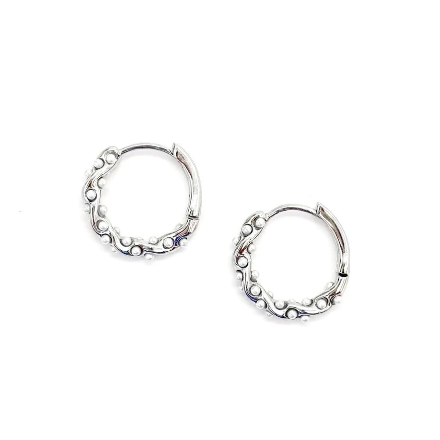 Beljoy Ellie Pearl Hoop Earrings - Silver Jewelry