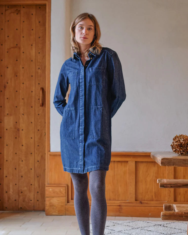 Bibico 100% Cotton Denim Ocean Shirt Dress