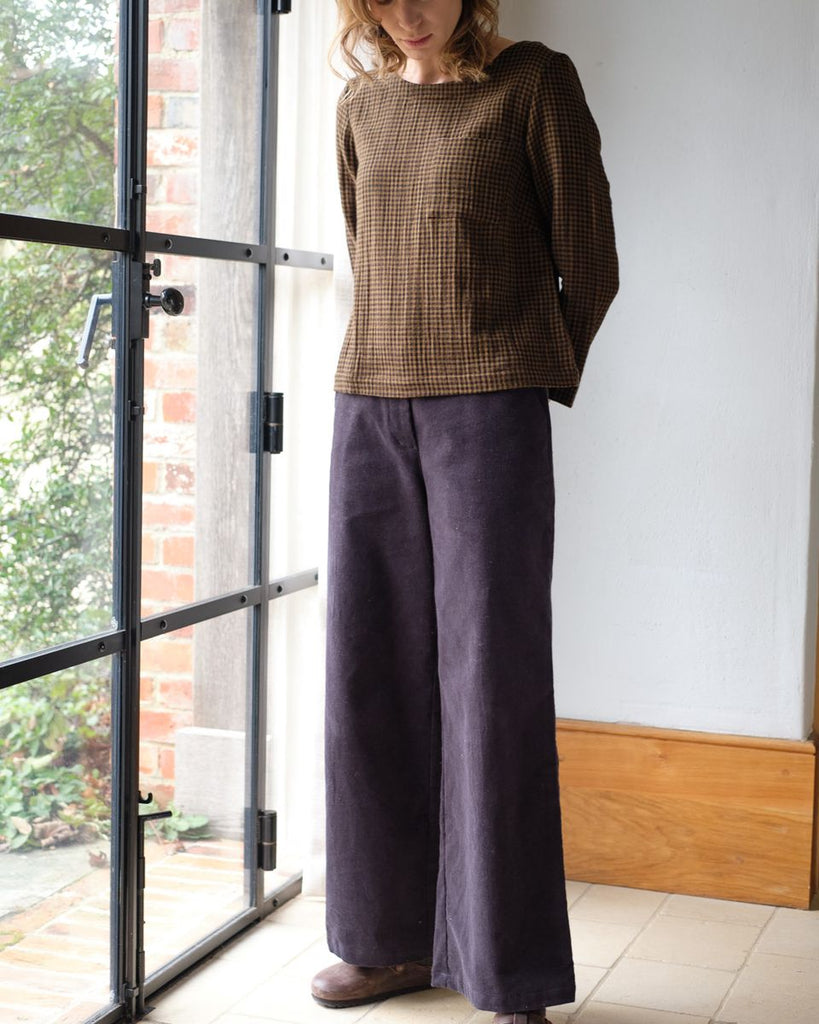 Bibico 100% Cotton Thick Cord Harper Wide Leg Trousers in Dove Grey