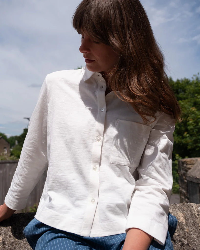 Bibico 100% Organic Cotton Jersey Slub Knit Anna Jersey Shirt in White