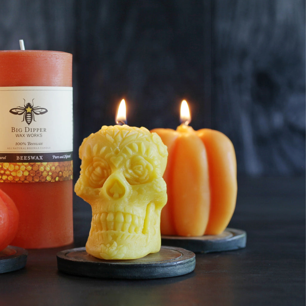 Big Dipper Wax Works Pure Beeswax Hand-Sculpted Sugar Skull Candle