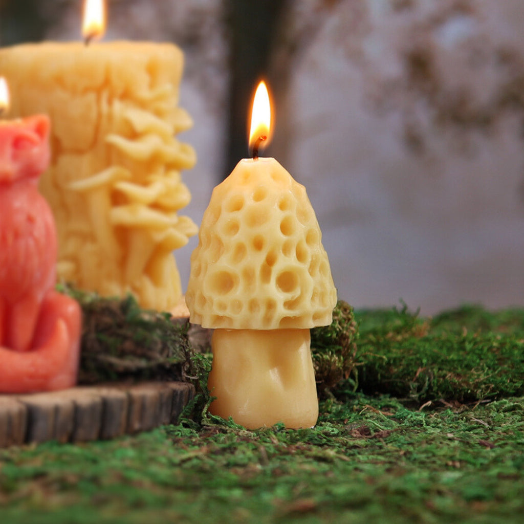 Big Dipper Wax Works Pure Beeswax Morel Mushroom Hand Sculpted Candle