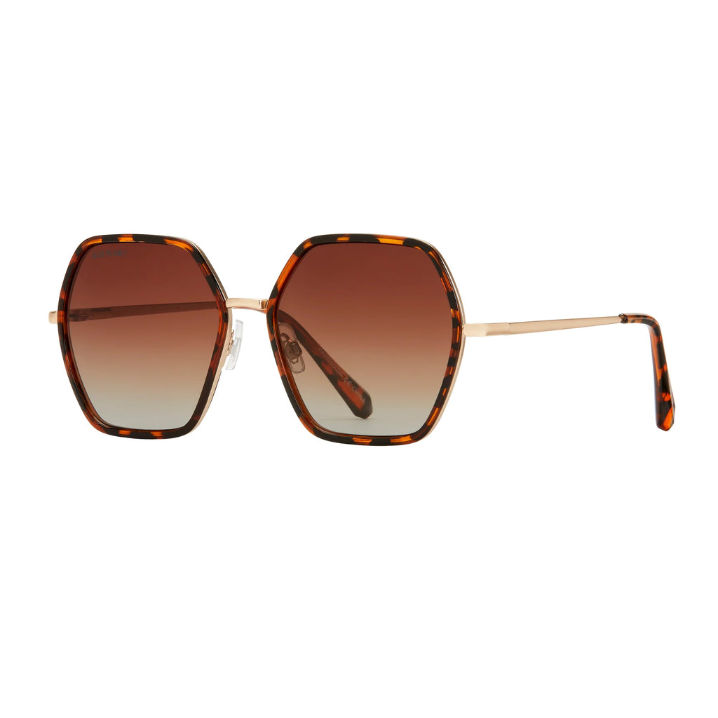 Blue Planet Eco Eyewear Addyson Polarized Lens Sunglasses - Addyson Sunglasses - Walnut Tortoise/Gold + Gradient Brown
