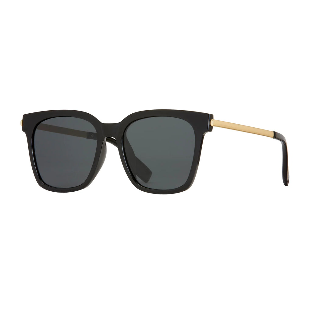 Blue Planet Eco Eyewear Everly Polarized Lens Sunglasses - Black/Gold + Smoke
