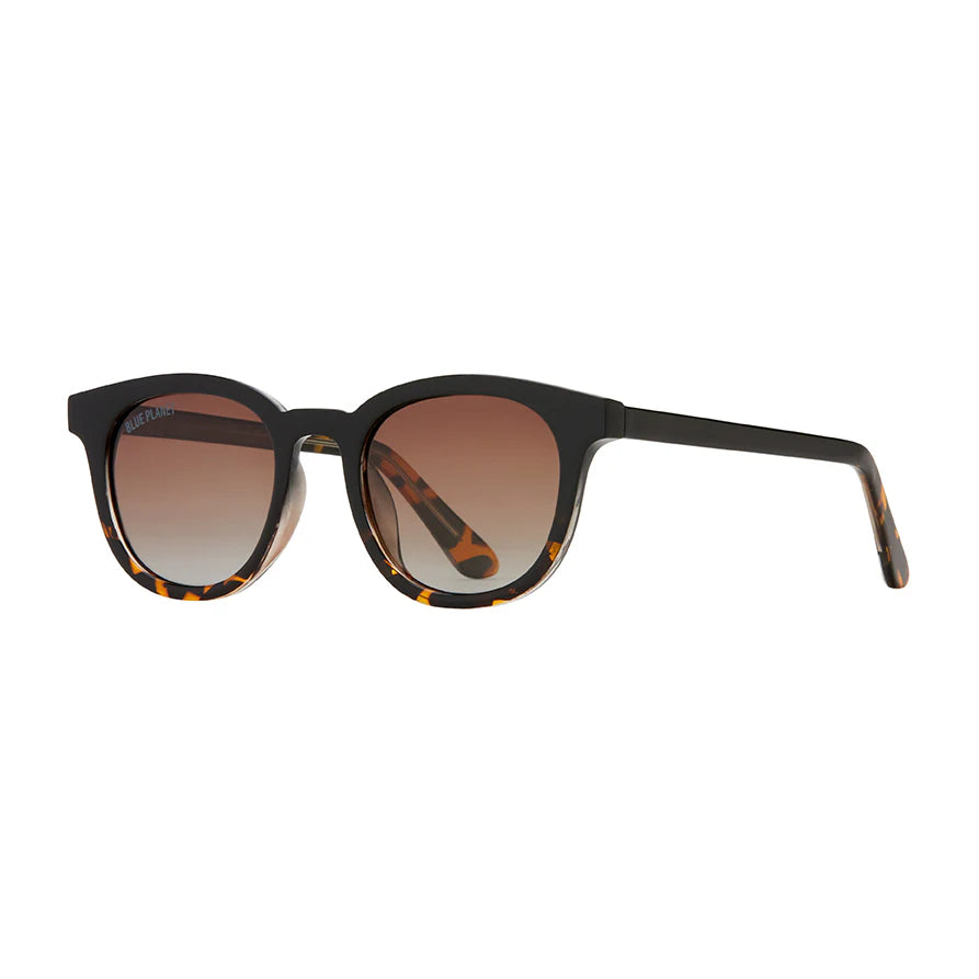 Blue Planet Eco Eyewear Gram Polarized Lens Sunglasses - Onyx to Walnut Tortoise Fade + Gradient Brown Lenses