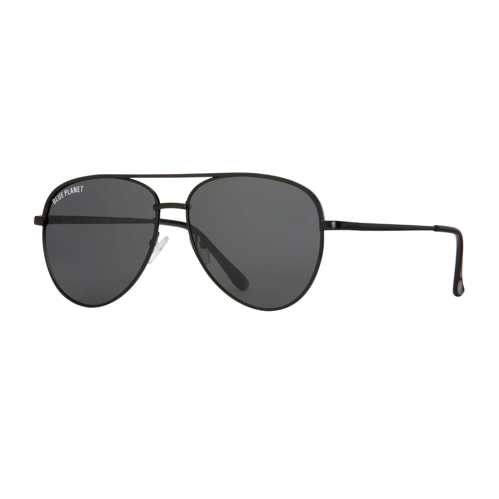 Blue Planet Eco Eyewear Jesse Polarized Lens Sunglasses - Matte Onyx + Dark Smoke