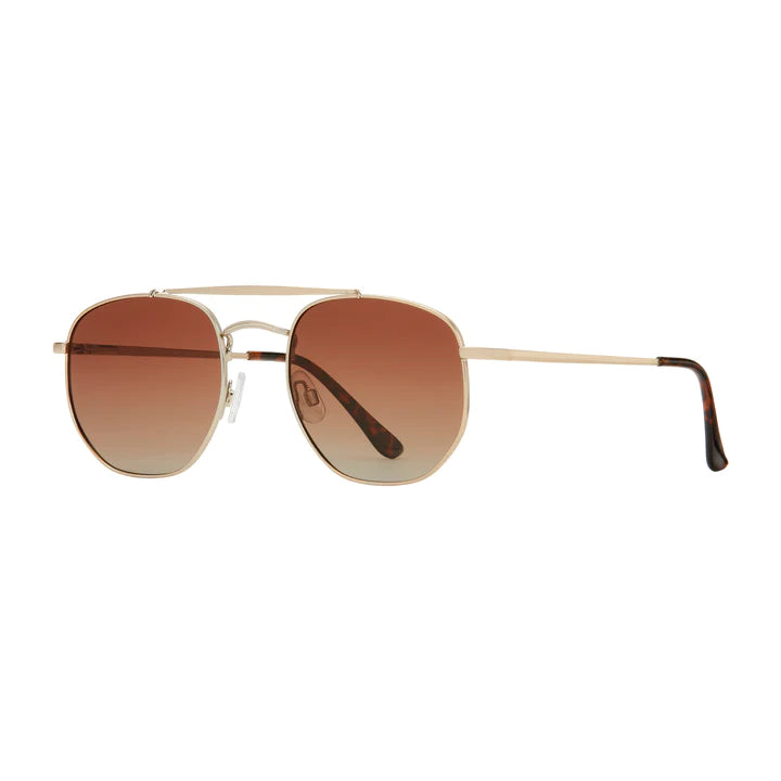 Blue Planet Eco Eyewear Matijila Polarized Lens Sunglasses - Matte Gold/Tortoise Tips + Gradient Brown