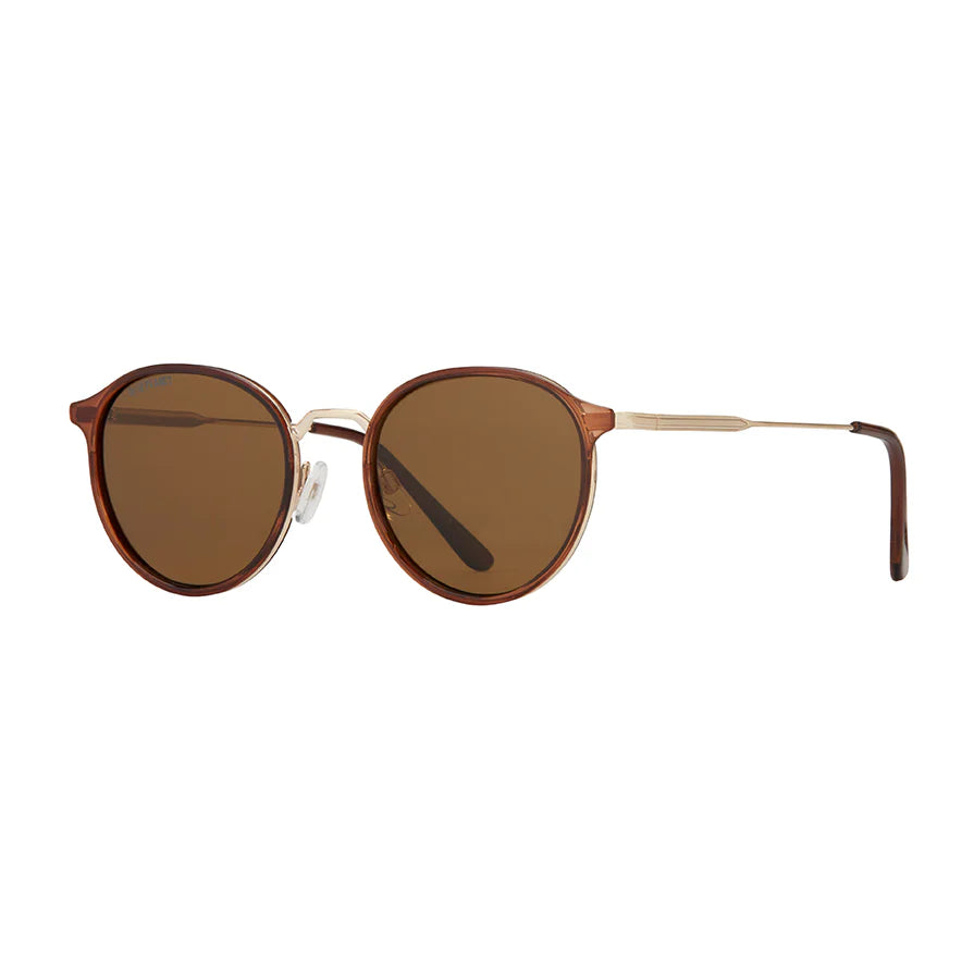 Blue Planet Eco Eyewear Niko Polarized Lens Sunglasses - Crystal Brown + Gold + Brown Lenses