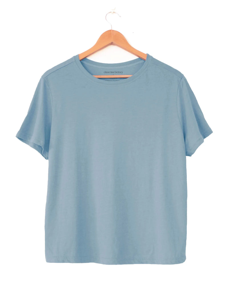 Clean Tee Factory Butter Soft Cotton/Modal Women's Boxy T-shirt - Azure