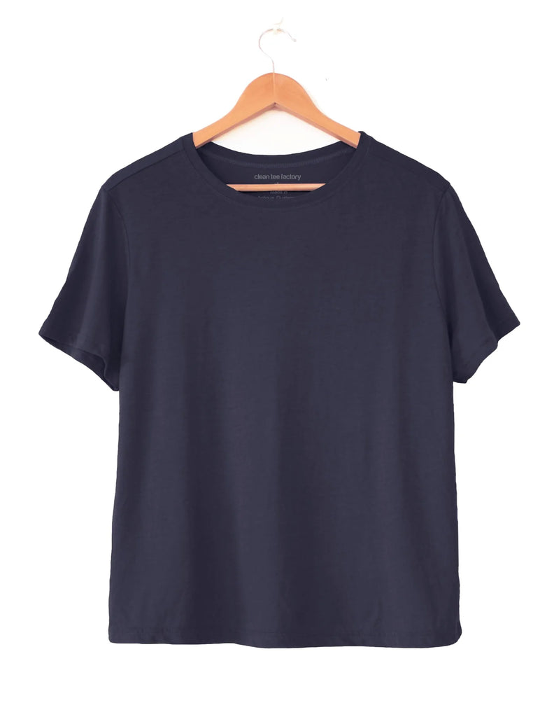 Clean Tee Factory Butter Soft Cotton/Modal Women's Boxy T-shirt - Navy