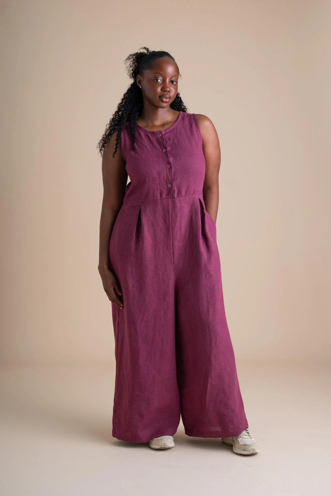 Conscious Clothing 100% Linen Terrace Jumpsuit in Orchid