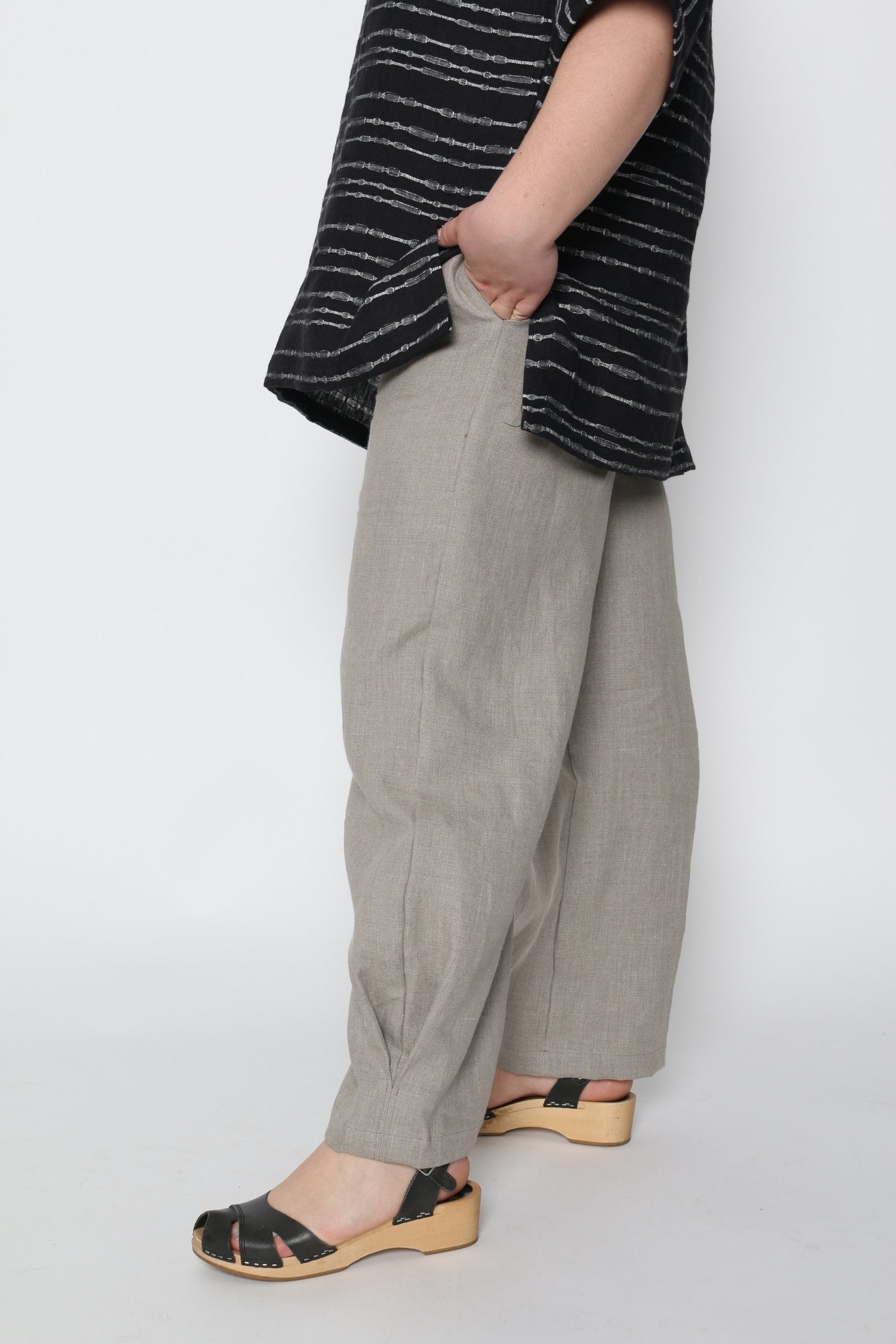 Conscious Clothing Cotton Linen Crescent Moon Pants - Pebble