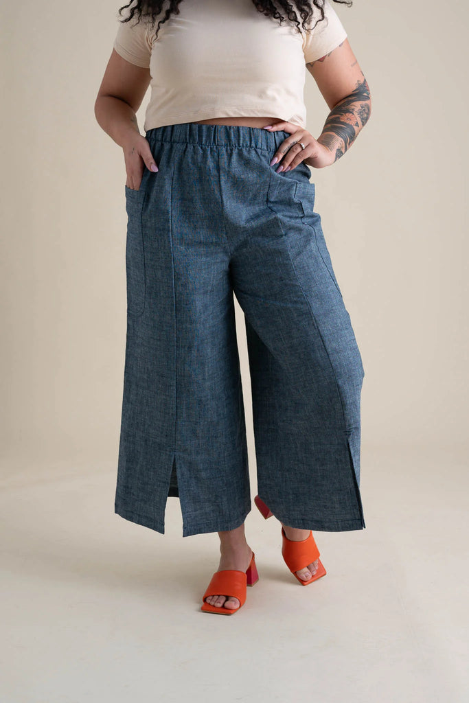 Conscious Clothing Organic Cotton + Hemp Zero Waste Pants in Indigo Chambray