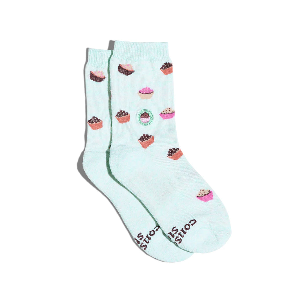 Conscious Step Organic Cotton KIDS Socks that Provide Meals - Blue Cupcakes
