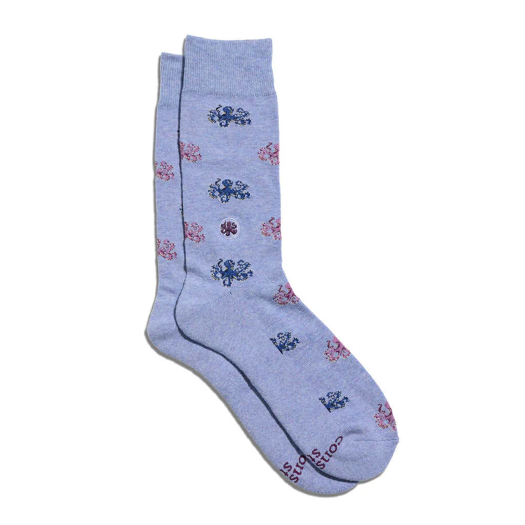 Conscious Step Organic Cotton Socks that Protect Octopuses Oceana - Blue