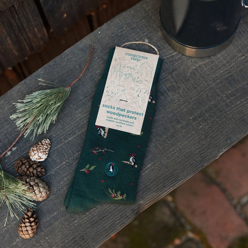 Conscious Step Organic Cotton Socks that Protect Woodpeckers